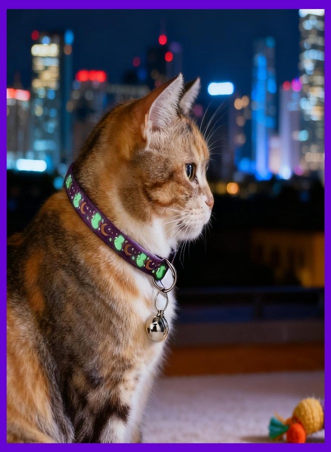LUSTRIB 10PCS Breakaway Cat Collars with Bell, Glow in The Dark Adjustable Kitten Collars with Star Moon Pendant, 10 Color Cute Kitty Collars for Girl Boy Cats Pet Accessories - Image 5